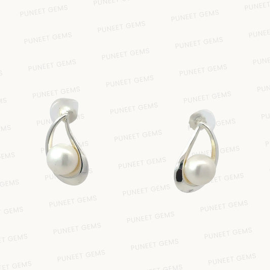 Elegant Silver Moti Tops (Pearl Stud Earrings) – 925 Sterling Silver | Timeless & Minimalist Jewelry