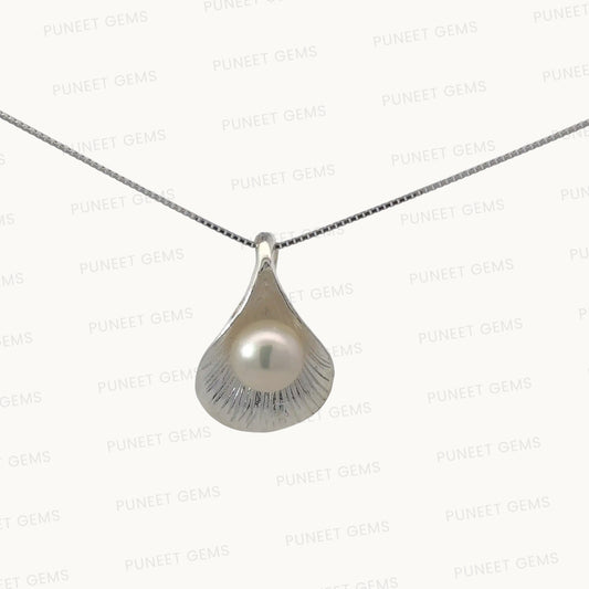Natural Moti (Pearl) Pendant in Pure Silver – Certified Moon Gemstone for Peace & Emotional Balance