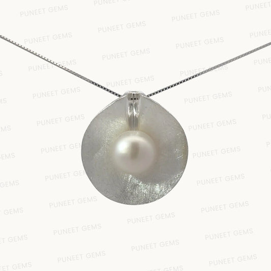 Natural Moti (Pearl) Pendant in Pure Silver – Certified Moon Gemstone for Peace & Emotional Balance