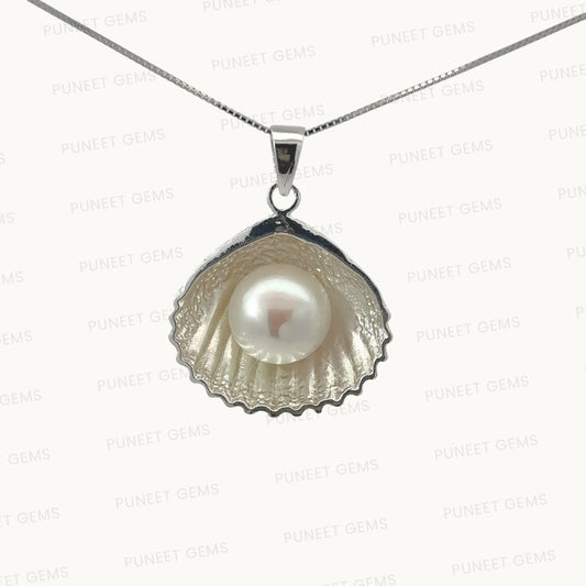 Natural Moti (Pearl) Pendant in Pure Silver – Certified Moon Gemstone for Peace & Emotional Balance
