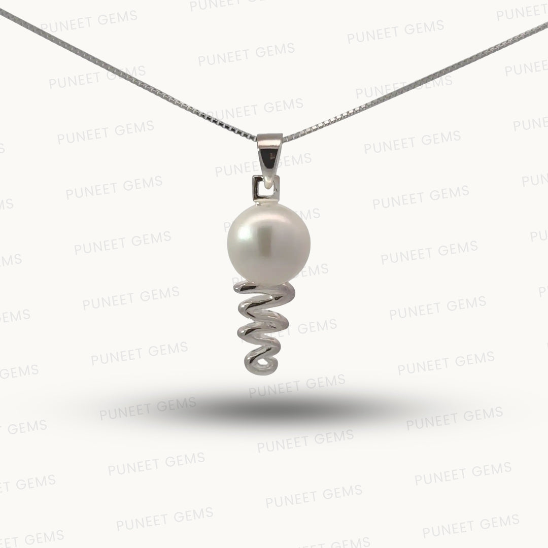 Natural Moti (Pearl) Pendant in Pure Silver – Certified Moon Gemstone for Peace & Emotional Balance