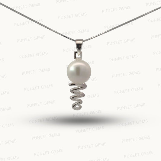 Natural Moti (Pearl) Pendant in Pure Silver – Certified Moon Gemstone for Peace & Emotional Balance