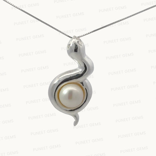 Natural Moti (Pearl) Pendant in Pure Silver – Certified Moon Gemstone for Peace & Emotional Balance