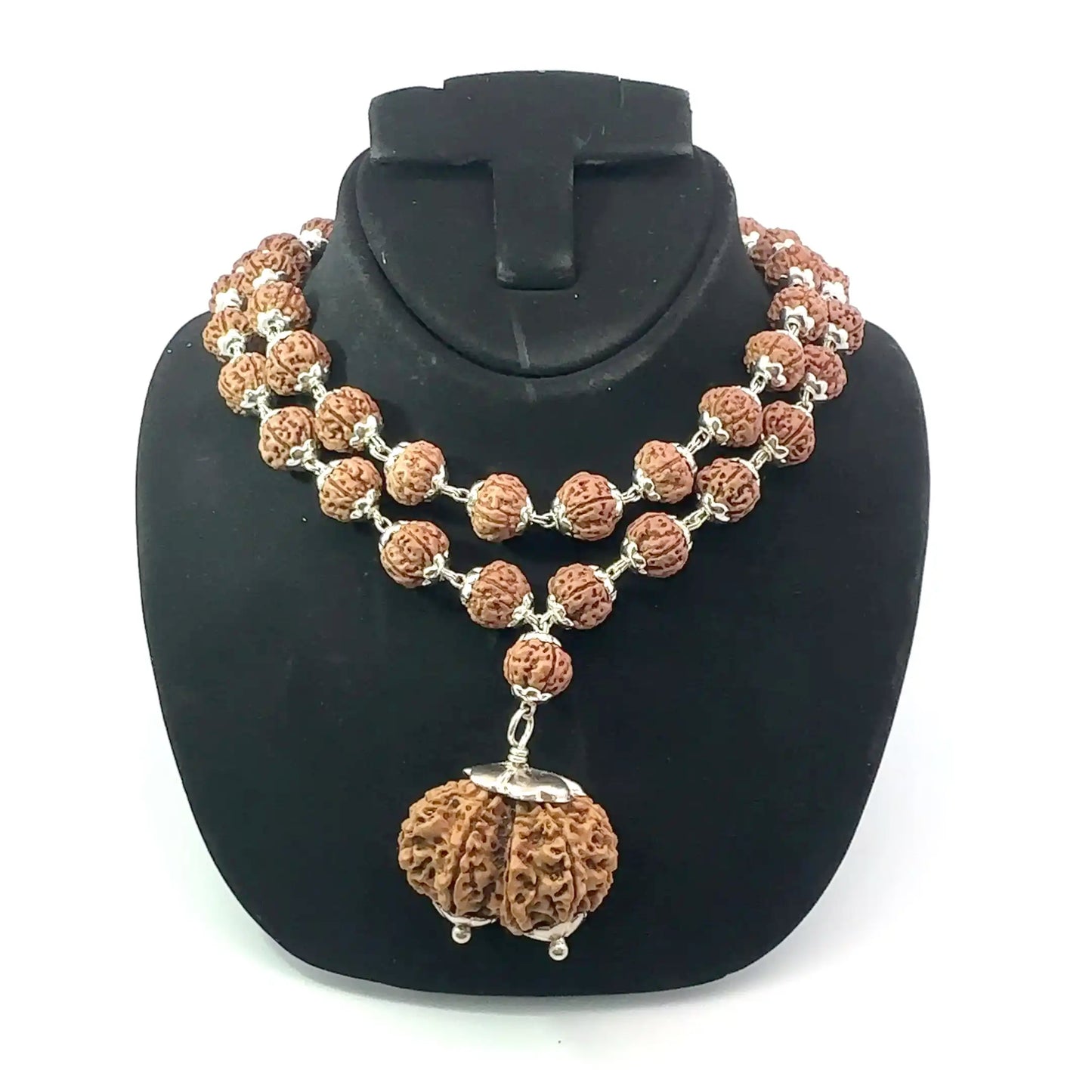 Gauri Shankar Rudraksha in Pure Silver Rudraksha Mala – Energized & Certified