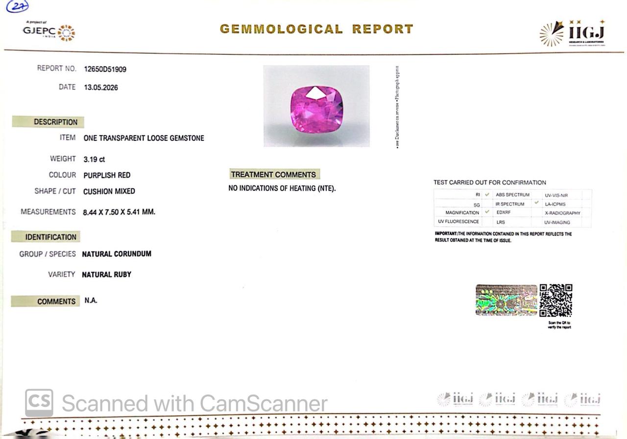 Natural Mozambique Ruby 3.19 Ct Certified