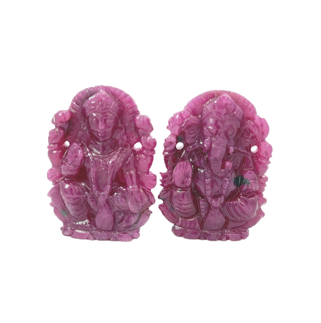 Natural Ruby Lakshmi & Ganesh Ji Figure – Divine Blessings of Wealth, Wisdom & Prosperity 187.47 CT