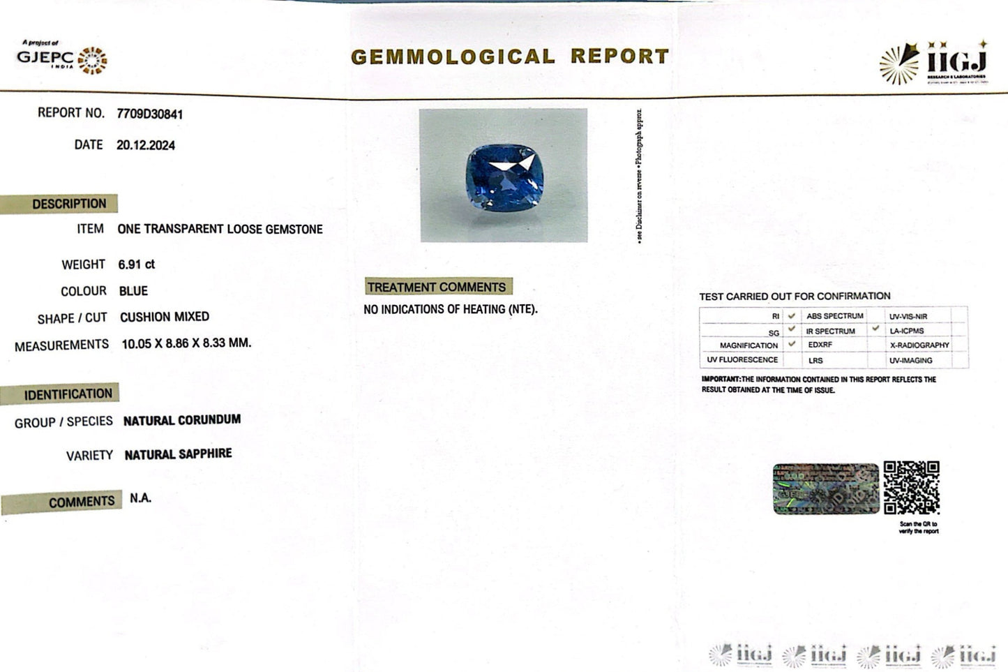 Natural Blue Sapphire (Neelam) – Power, Protection & Saturn’s Blessing 6.91 CT