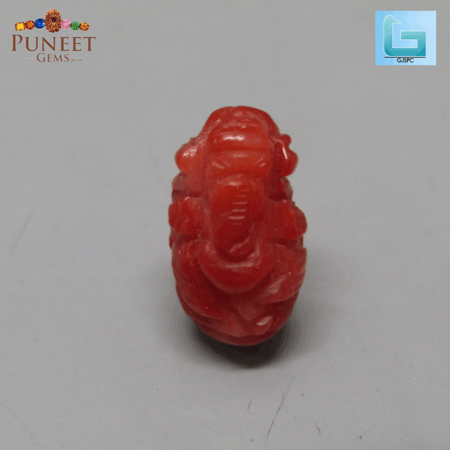 Coral Ganesh 5.67 CT – Certified Gemstone