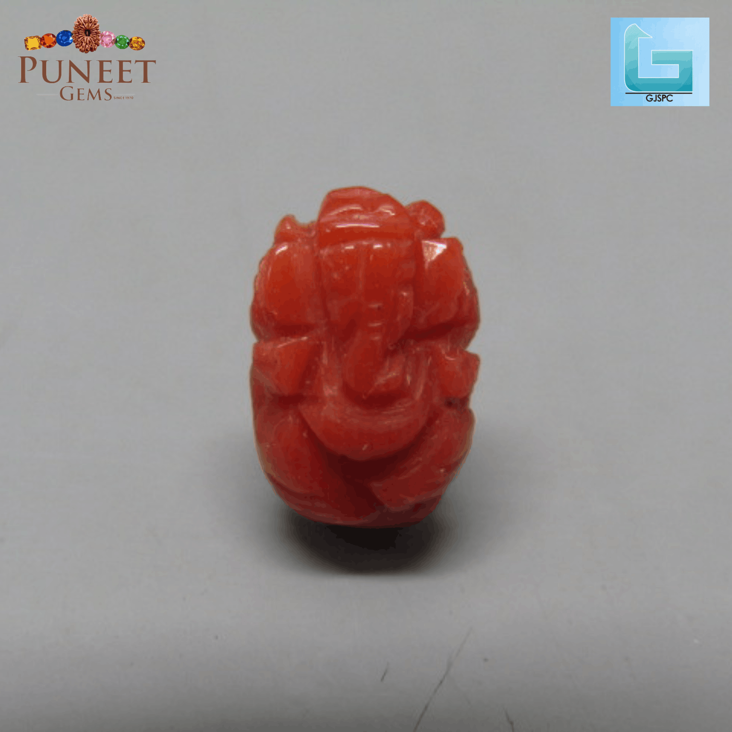 Coral Ganesh 3.37 CT – Certified Gemstone