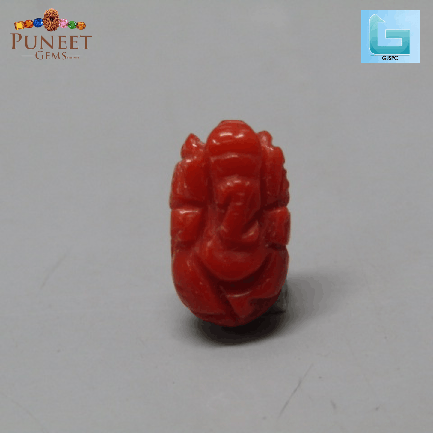 Coral Ganesh 3.31 CT – Certified Gemstone