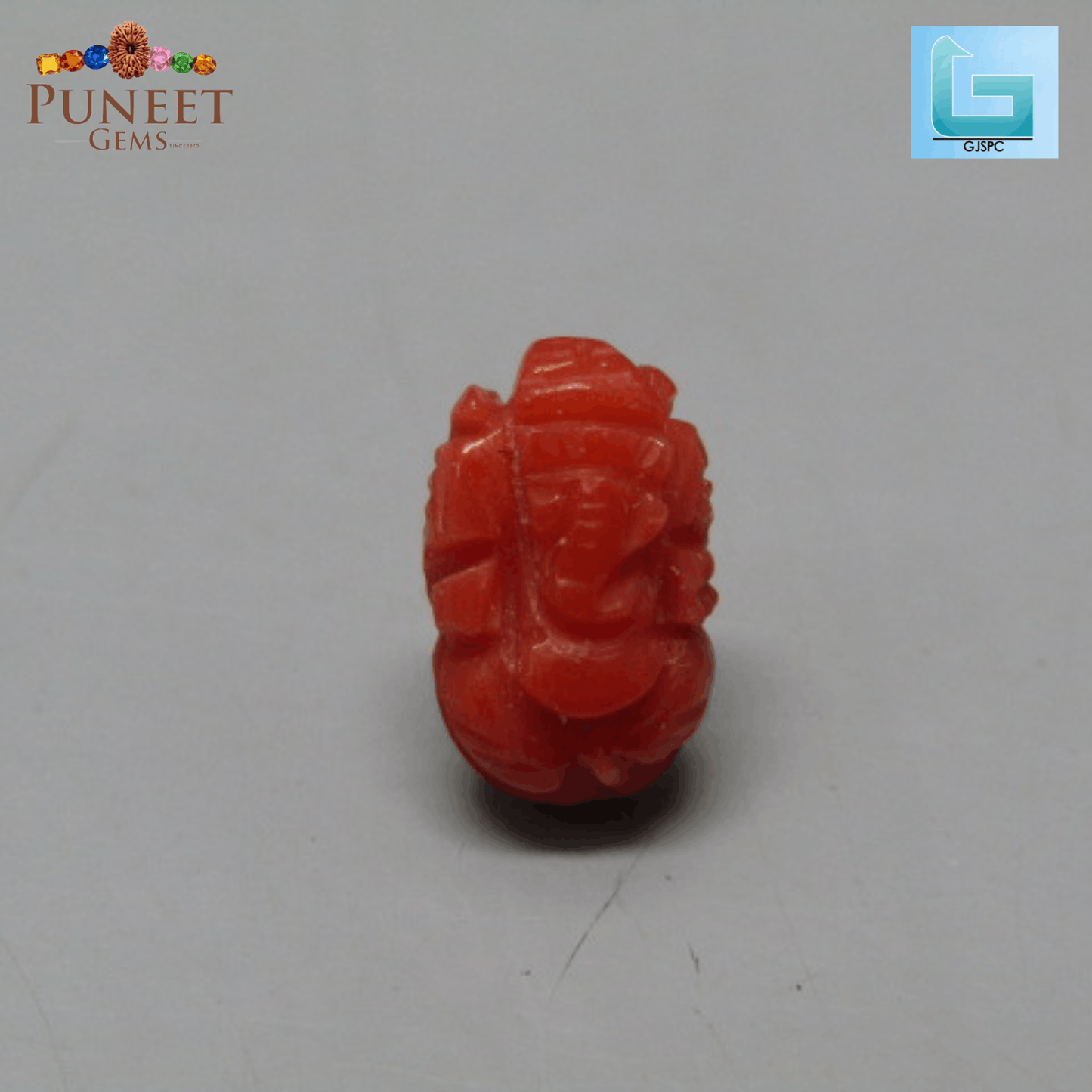 Coral Ganesh 3.21 CT – Certified Gemstone