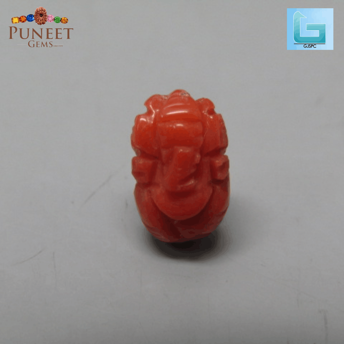 Coral Ganesh 3.17 CT – Certified Gemstone