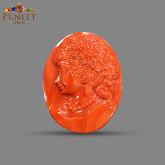 Natural Japanese Coral Figure 58.27 Ct – Certified Gemstone