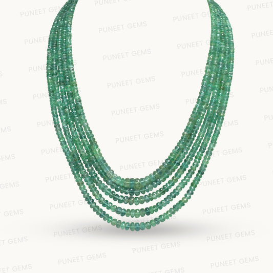 Emerald Cutting Mala – 5 Line 296.48 CT