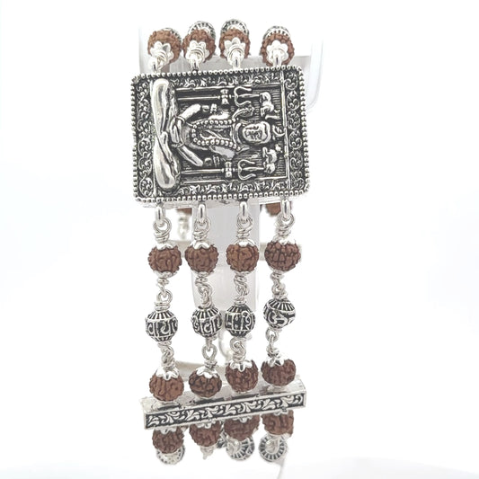 Rudraksha Silver Bracelet 4 Line with Shiv – Premium Spiritual Jewellery