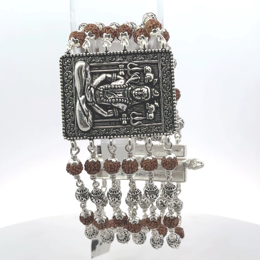 Rudraksha Silver Bracelet 6 Line with Shiv – Premium Spiritual Jewellery