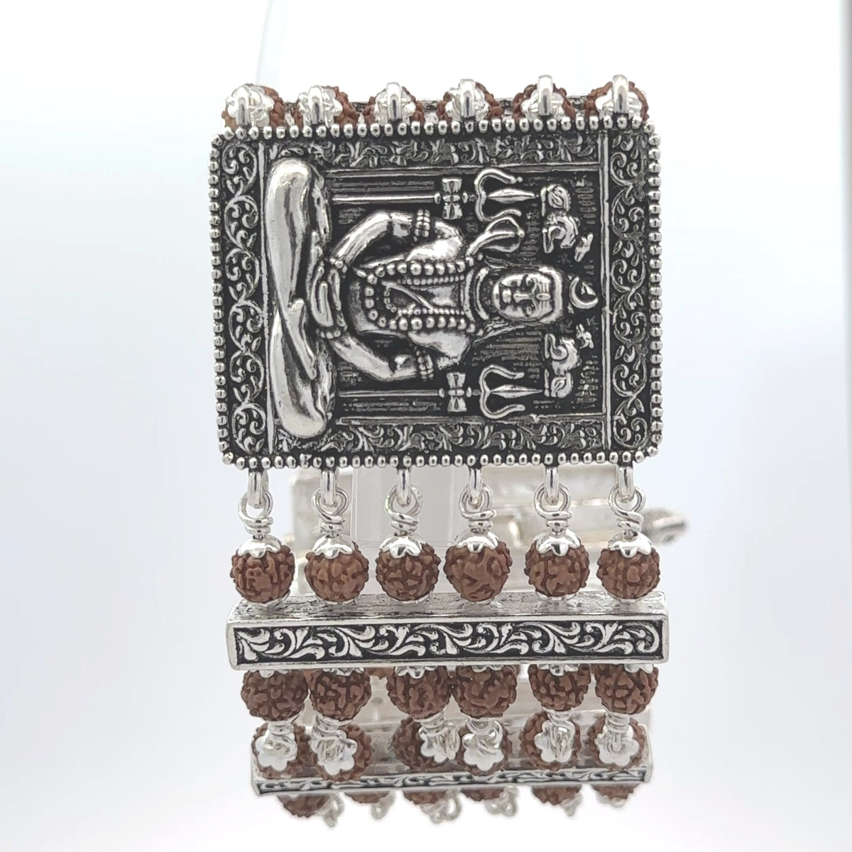 Rudraksha Silver Bracelet 6 Line with Shiv – Premium Spiritual Jewellery