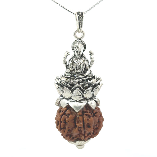 7 Mukhi Rudraksha Silver Pendant Laxmi – Premium Spiritual Jewellery