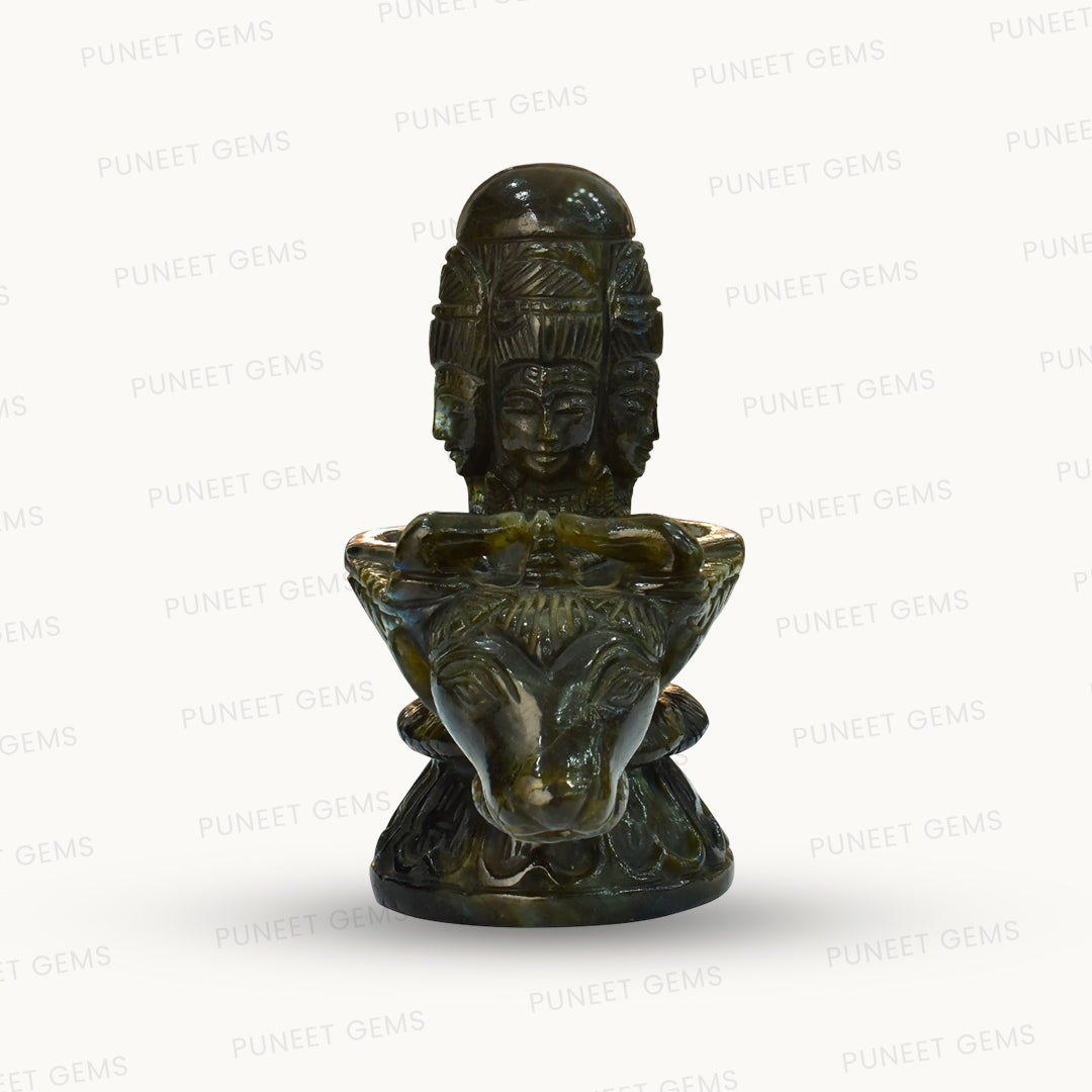 Labradorite Shivling Figure – Radiant Symbol of Lord Shiva in Mystical Stone 2.975 kg