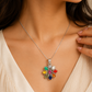 Natural Navratan Silver Pendant – Nine Gems, One Powerful Symbol