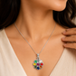 Natural Navratan Silver Pendant – Nine Gems, One Powerful Symbol