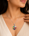 Natural Navratan Silver Pendant – Nine Gems, One Powerful Symbol