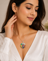 Natural Navratan Silver Pendant – Nine Gems, One Powerful Symbol