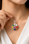 Natural Navratan Silver Pendant – Nine Gems, One Powerful Symbol