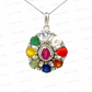 Natural Navratan Silver Pendant – Nine Gems, One Powerful Symbol