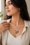 Natural Navratan Silver Pendant – Nine Gems, One Powerful Symbol
