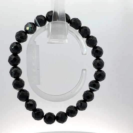 Natural Black Sulemani Agate Cutting Gemstone Bracelet – Bold Style with Protective Energy