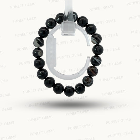 Natural Black Sulemani Agate Plain Gemstone Bracelet – Bold Style with Protective Energy