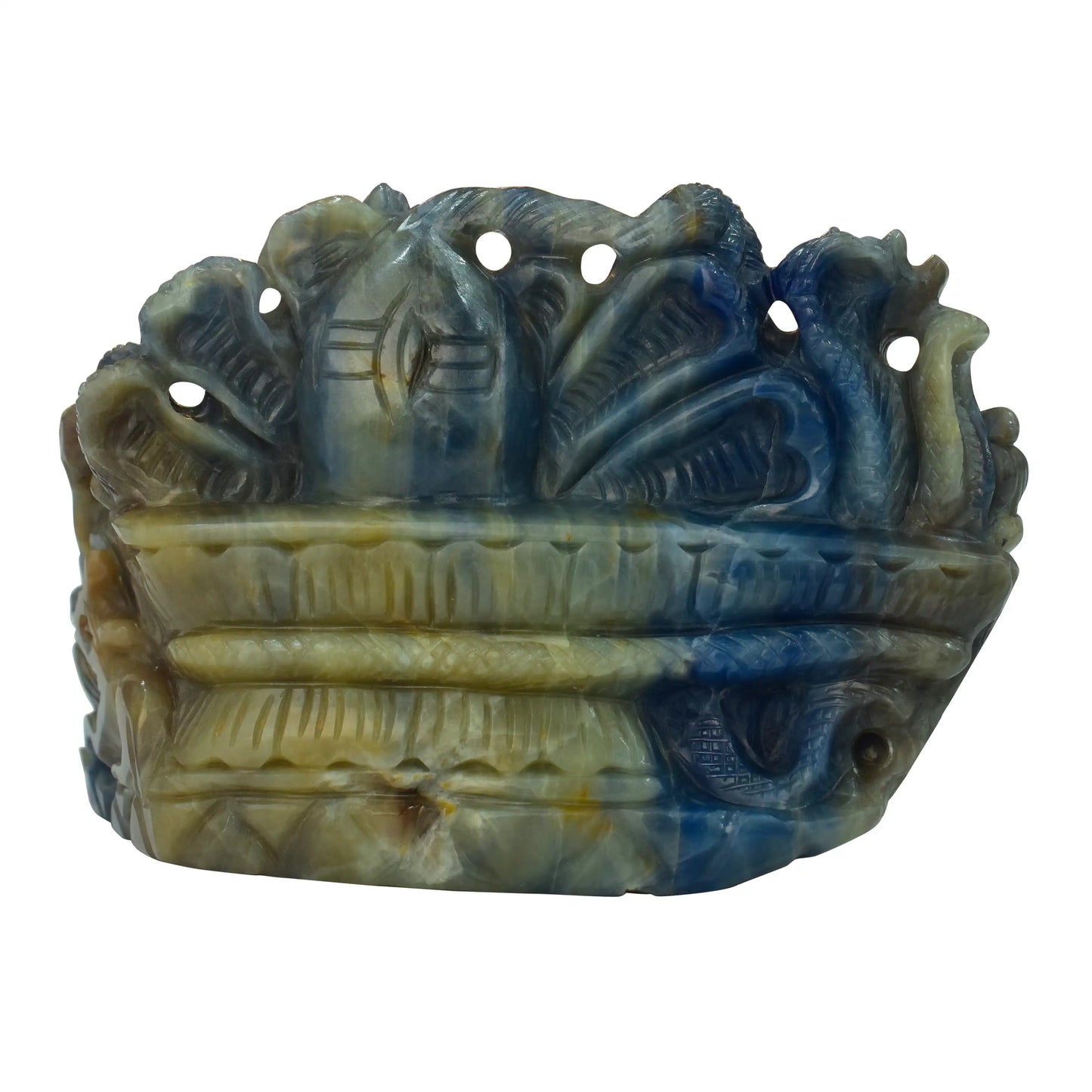 Natural Blue Sapphire Shiv Parivar with Shivling Back Figure 4550 CT