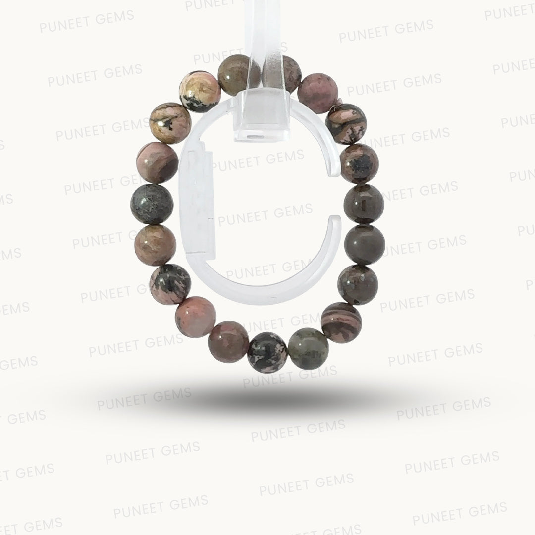 Natural Rhodonite Gemstone Bracelet – Love, Healing & Emotional Harmony