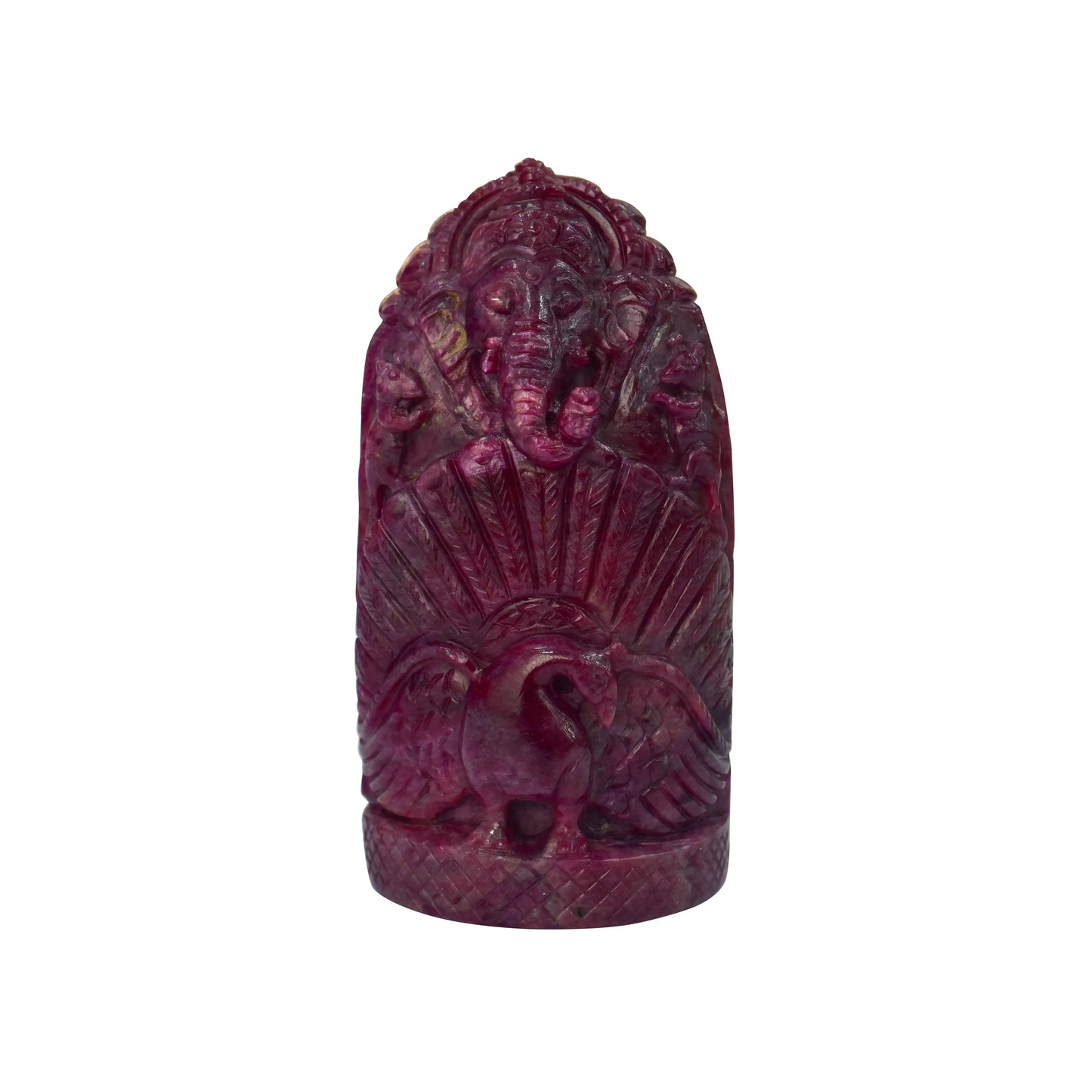 Natural Ruby Ganesh with Peacock Back – Ganesh Ji Figure 1941.57 CT