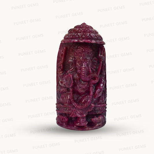 Natural Ruby Ganesh with Peacock Back – Ganesh Ji Figure 1941.57 CT