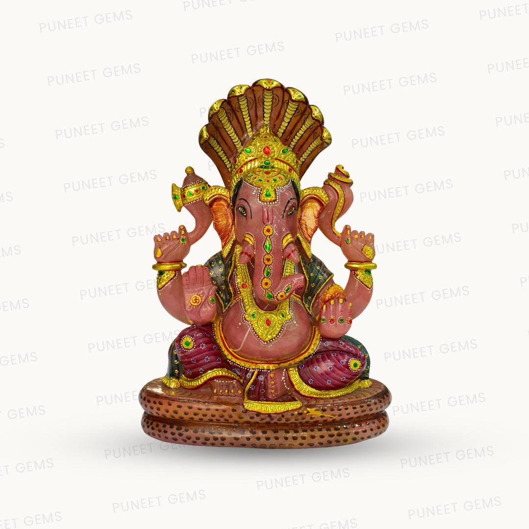 Natural Ruby Ganesh with Gold Polish – Handcrafted Spiritual Elegance 7.271 kg