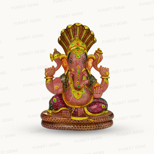 Natural Ruby Ganesh with Gold Polish – Handcrafted Spiritual Elegance 7.271 kg