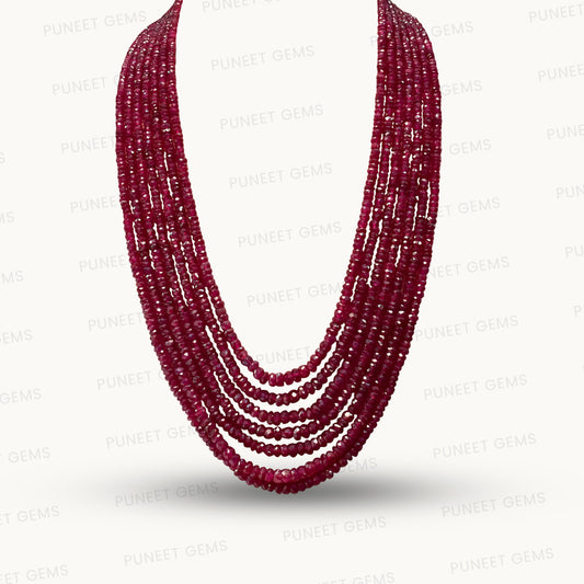 Ruby Cutting Mala – 7 Line 591.45 CT