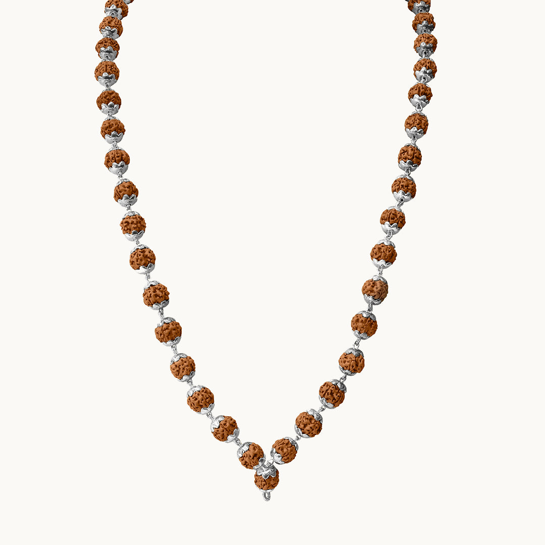 Silver Rudraksha Mala – Pure Spiritual Grace in Every Bead