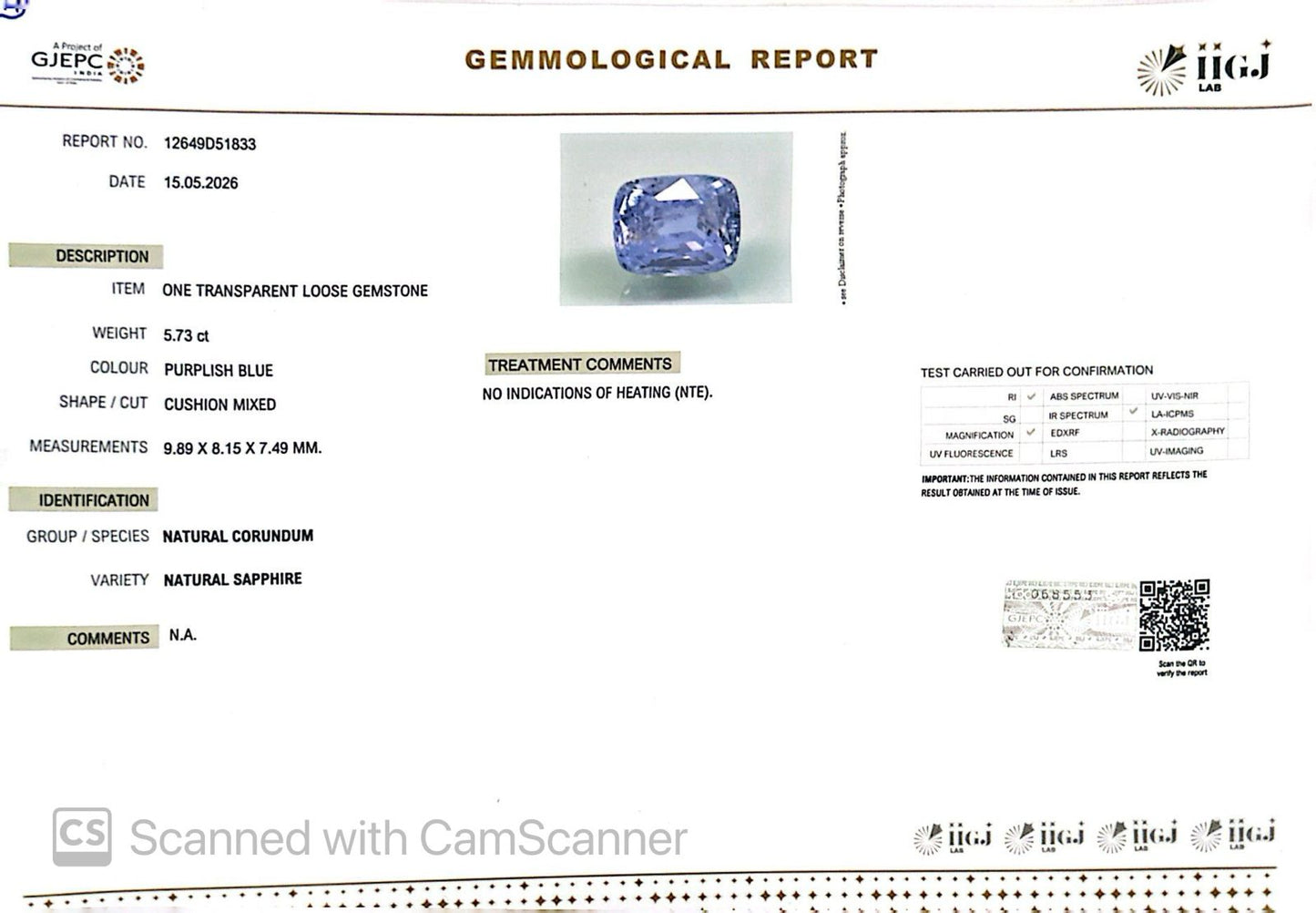 Natural Blue Sapphire (Neelam) – Power, Protection & Saturn’s Blessing 5.73 CT