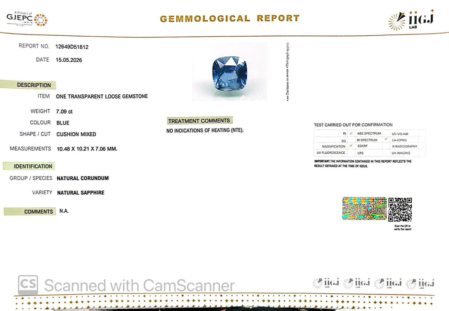 Natural Blue Sapphire (Neelam) – Power, Protection & Saturn’s Blessing 7.09 CT