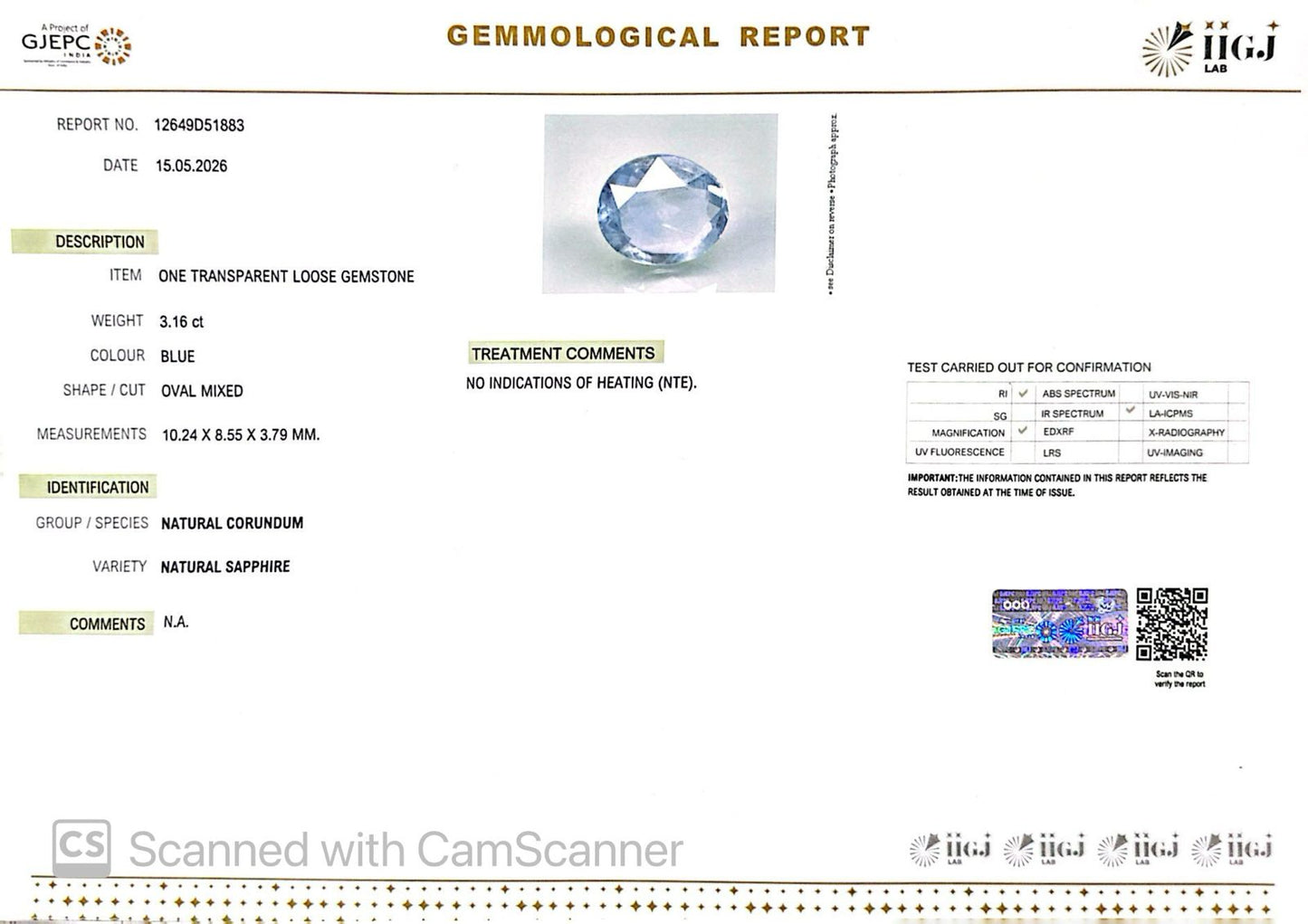 Natural Blue Sapphire (Neelam) – Power, Protection & Saturn’s Blessing 3.16 CT