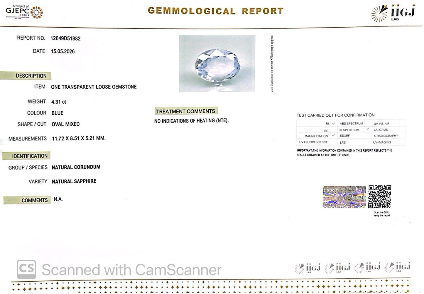 Natural Blue Sapphire (Neelam) – Power, Protection & Saturn’s Blessing 4.31 CT