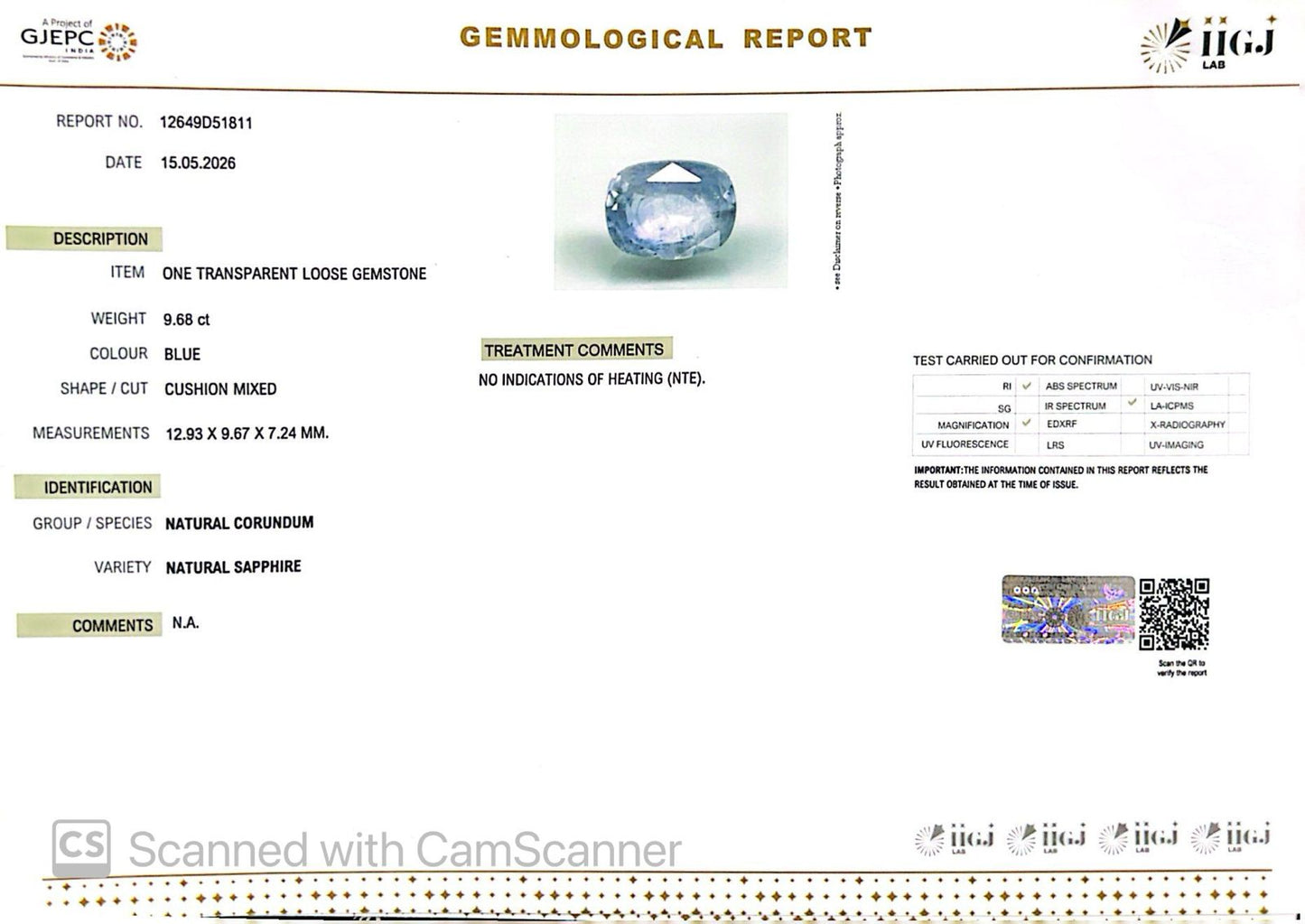 Natural Blue Sapphire (Neelam) – Power, Protection & Saturn’s Blessing 9.68 CT