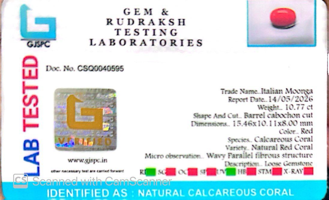 Natural Coral Gemstone – The Gem of Strength, Vitality & Protection 10.77 CT