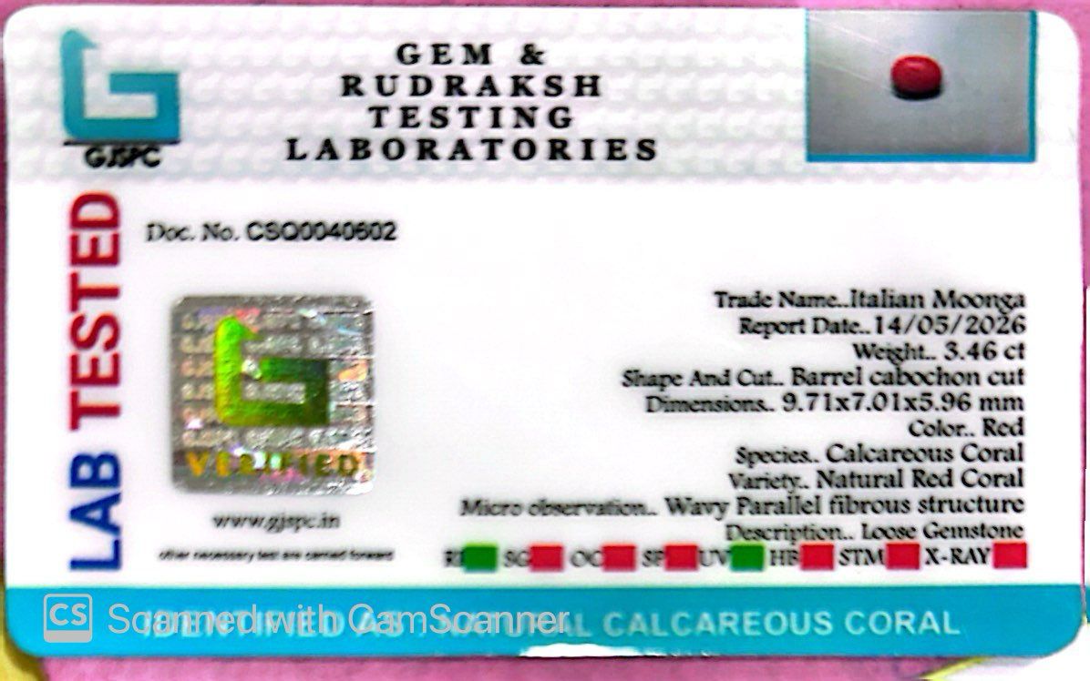 Natural Coral Gemstone – The Gem of Strength, Vitality & Protection 3.46 CT