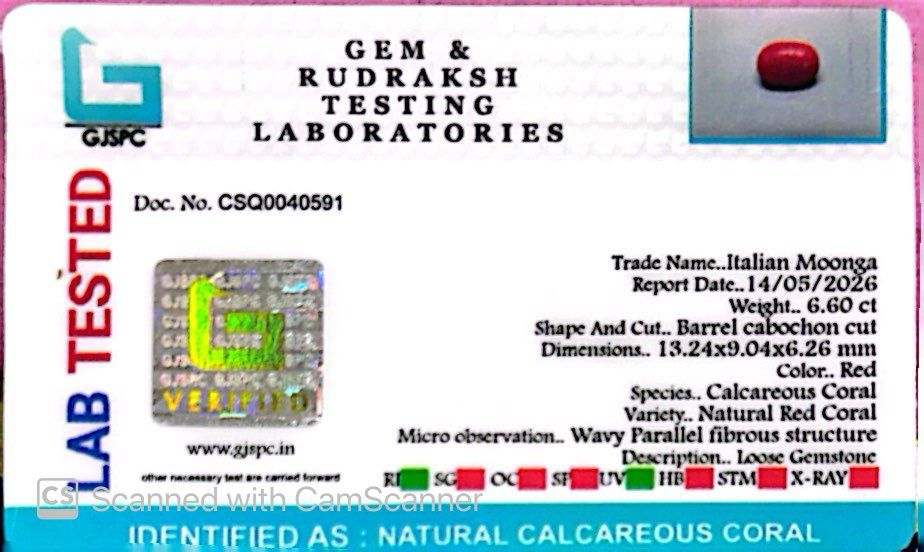 Natural Coral Gemstone – The Gem of Strength, Vitality & Protection 6.60 CT