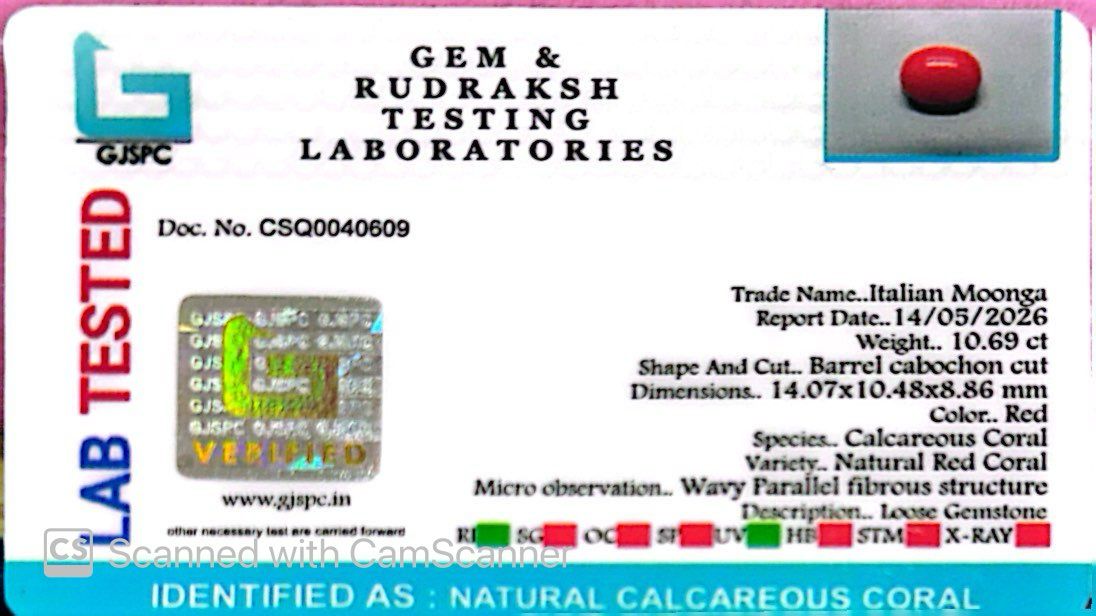 Natural Coral Gemstone – The Gem of Strength, Vitality & Protection 10.69 CT
