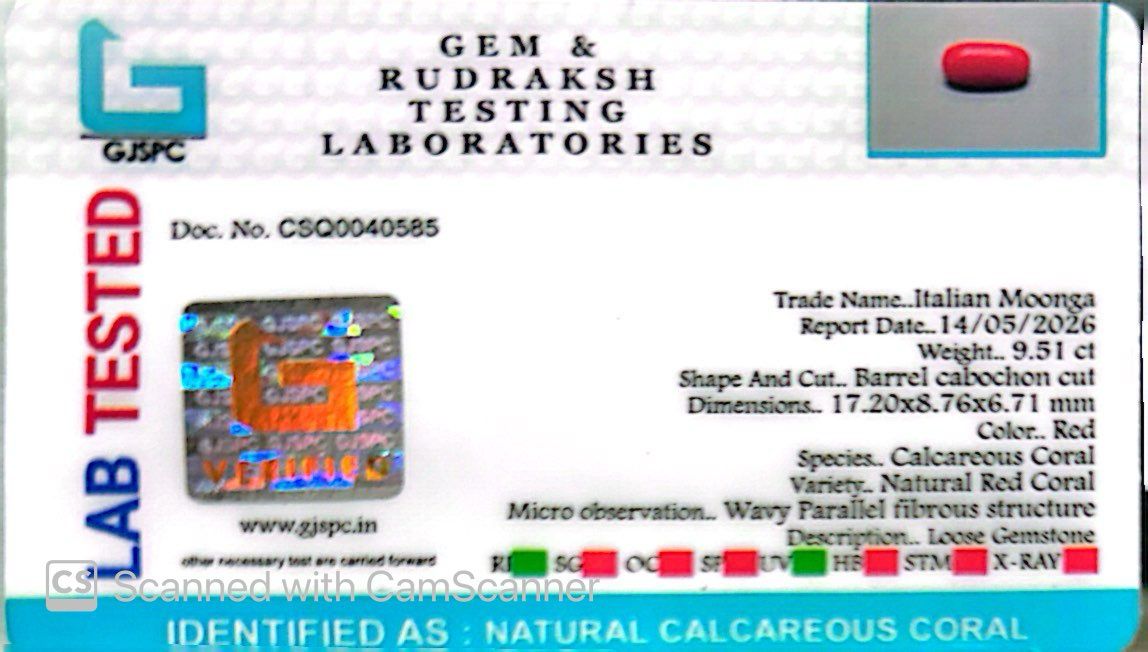 Natural Coral Gemstone – The Gem of Strength, Vitality & Protection 9.51 CT